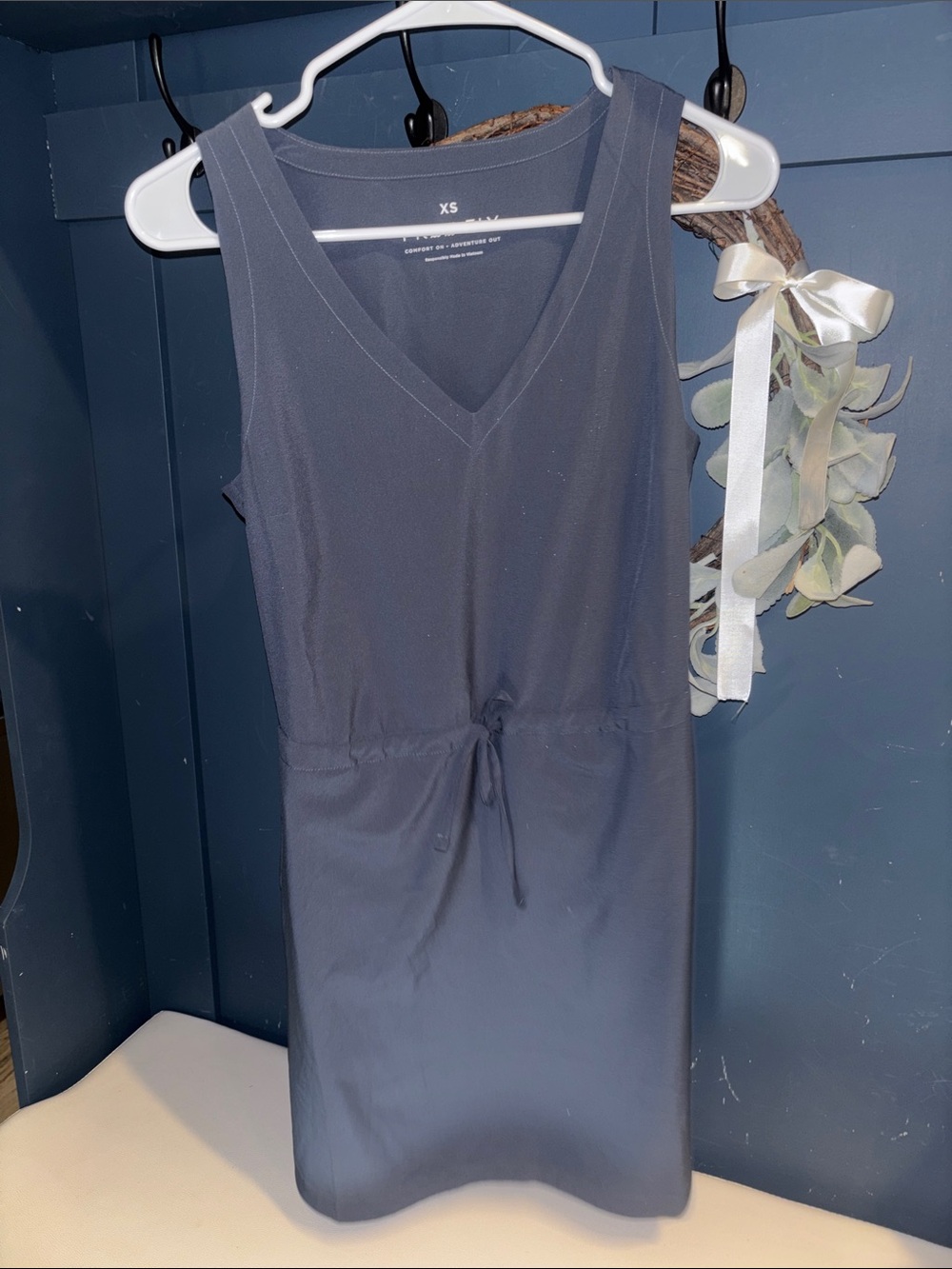 FREE FLY Comfort On Adventure Out Athletic Sleeveless Blue Midi Dress